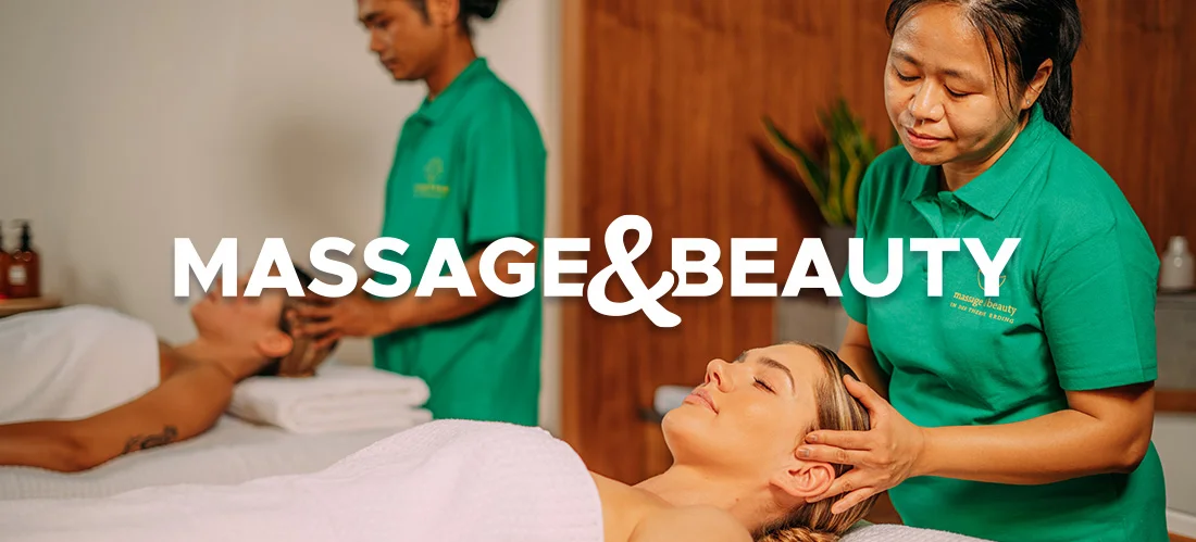 Massagebild zeigt zwei Gäste, die massiert werden