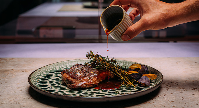 Food on plates from Restaurant Empire