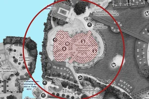 Stonehenge im Lageplan der Therme Erding eingezeichnet.