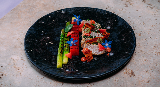 Food on plates from Restaurant Empire