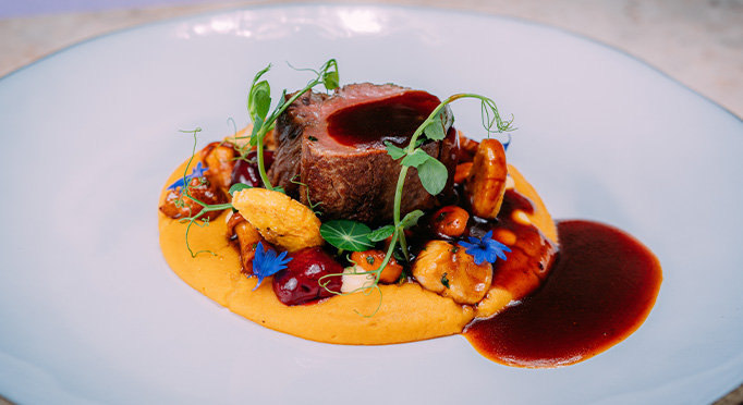 Food on plates from Restaurant Empire